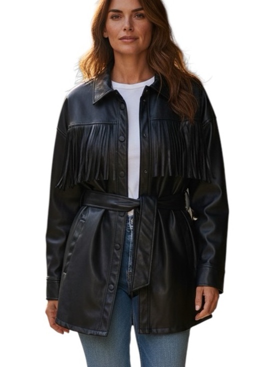 Zara Jackets & Blazers - ZARA: NWT Black Faux Leather Fringe Jacket - Size Medium